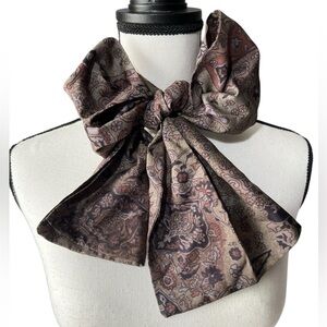 Unique Floral Pattern Scarf in Muted Tones, approx. 8.5” x 56” (double layered)
